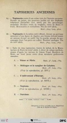 Tapisseries Anciennes (Nr. 65-67)