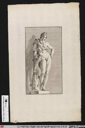 Darstellung eines Satyrs mit Tierfell, nach einer antiken Statue.