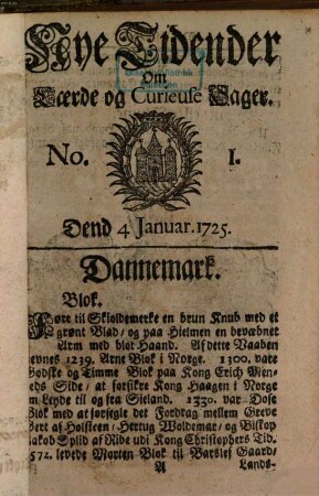 Nye tidender om laerde og curieuse sager. 1725