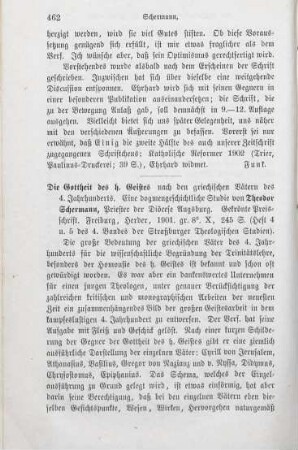462-463 [Rezension] Schermann, Theodor, Die Gottheit des Heiligen Geistes