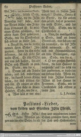 Passions-Lieder, vom Leiden und Sterben Jesu Christi