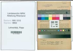 Entnazifizierung Peter Lehrenfeld , geb. 12.10.1895 (Obermeister)