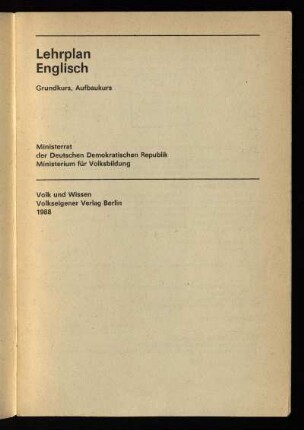 Lehrplan Englisch : Grundkurs, Aufbaukurs