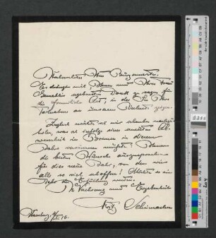 Brief an Werner von Melle