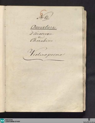 Anacréon. Excerpts - Don Mus.Ms.S.B.7 Nr.13 : orch