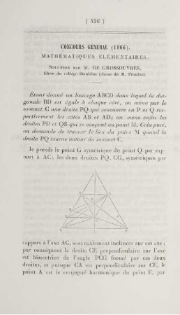 Concours général (1866). Mathématiques elémentaires.
