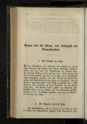 Sagen von der Zorge, von Hohegeiß und Benneckenstein.