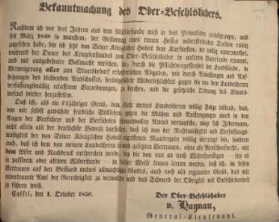 Bekanntmachung des Ober-Befehlshabers.