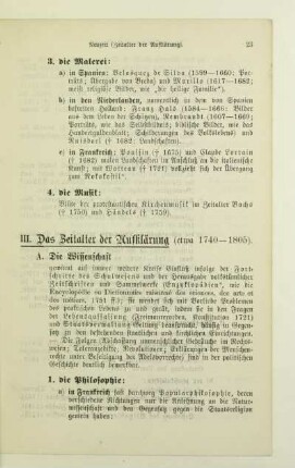 III. Das Zeitalter der Aufklärung (etwa 1740-1805)