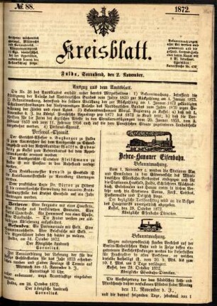 Ausgabe vom Samstag, den 02. November 1872.