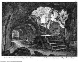 Les monumens plus célebres de Rome ancienne et les quatre basiliques principales de Rome moderne, Tav. 14: Anfiteatro Flavio (Colosseo), interno, un corridoio