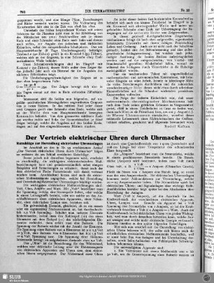 Der Vertrieb elektrischer Uhren durch Uhrmacher