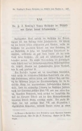 367-377 Dr. F. X. Remling's Neuere Geschichte der Bischöfe von Speyer sammt Urkundenbuche