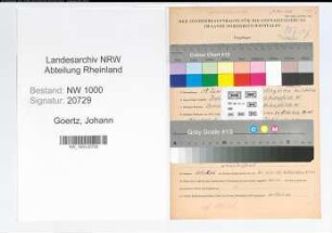Entnazifizierung Johann Goertz, geb. 18.06.1896 (Kaufm.Angest.)