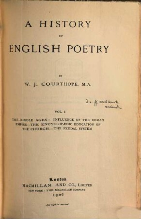 A history of English poetry. 1