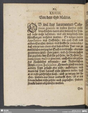 XXXIII. Von dem Eyd Malitiae