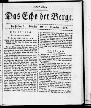 Echo der Berge. 1809-1812