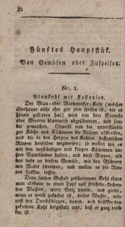 Fünftes Hauptstück. von Gemüsen oder Zuspeisen.