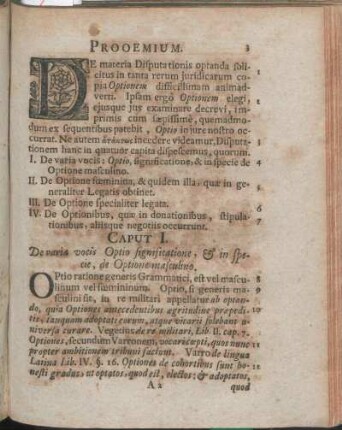 Caput I. De varia vocis Optio significatione, & in specie, de Optione masculino.