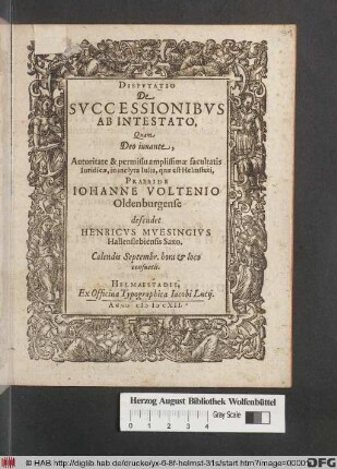 Disputatio De Successionibus Ab Intestato