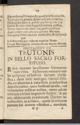 Spectaculum XIII: Teutonis In Bello Sacro Fortitudo.