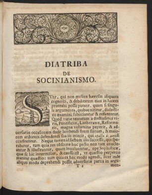 Diatriba De Socinianismo.