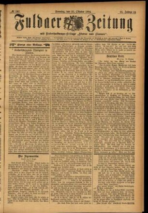 Erste Ausgabe vom Sonntag, den 21. Oktober 1894.