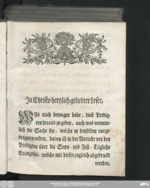 In Christo hertzlich geliebter Leser,
