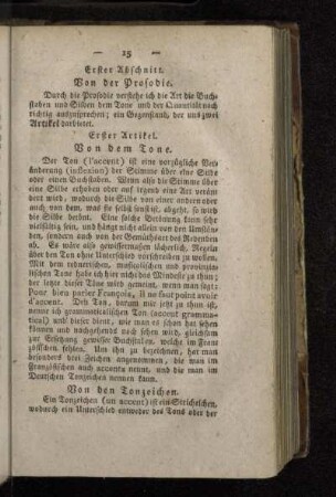 Erster Abschnitt. Von der Prosodie.