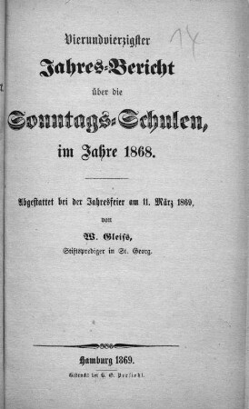 44.1868(1869): Jahres-Bericht über die Sonntags-Schulen im Jahre ...