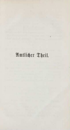 Amtlicher Theil. Nichtamtlicher Theil