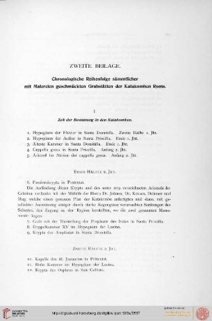 - 574 II. Beilage: Chronologische Reihenfolge sämmtlicher mit Malerein geschmückten Grabstätten in den Katakomben Roms