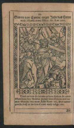 34. Simon von Cyrene treget Jesu das Creutz ...