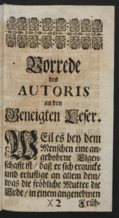 Vorrede des Autoris an den Geneigten Leser.