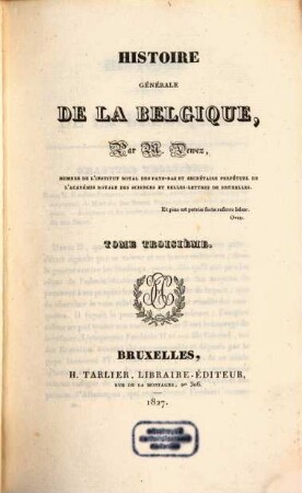 Histoire générale de la Belgique, 3
