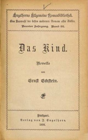 Das Kind : Novelle