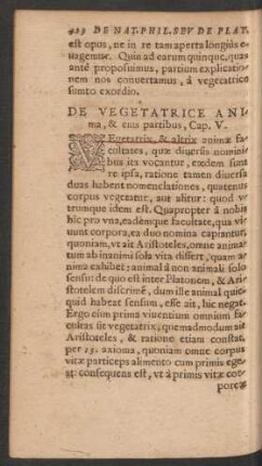 De Vegetatrice Anima, & eius partibus, Cap. V.