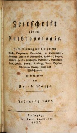 Zeitschrift für die Anthropologie. 1825, 1825