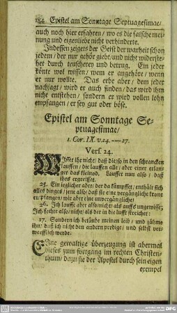 Epistel am Sonntage Septuagesimae