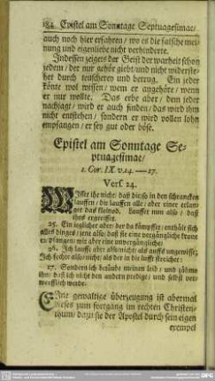 Epistel am Sonntage Septuagesimae