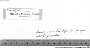 Confessio Paschalis Neofori Anno 1778