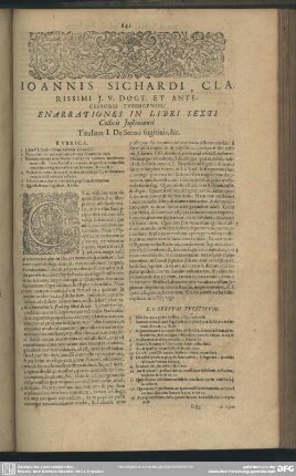 Enarrationes In Libri Sexti Codicis Iustinianei