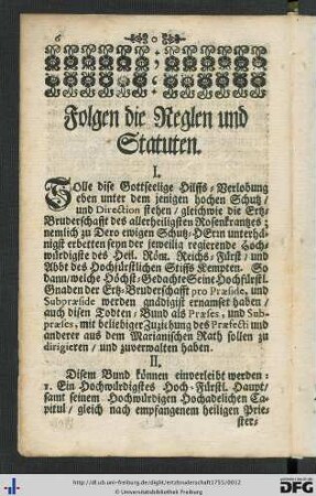 Folgen die Reglen und Statuten.