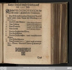 Kurtzer Einhalt dieser Practica auff das 1595. Jahr.