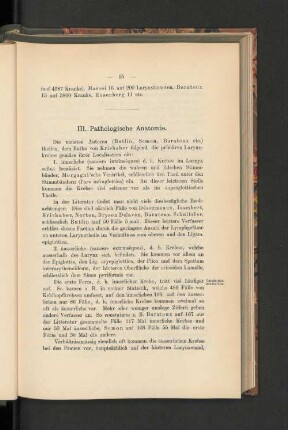 III. Pathologische Anatomie.