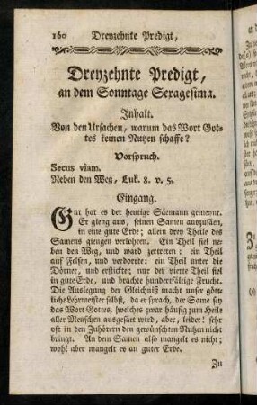 160-168, Inhalt; Vorspruch; Eingang; Einleitung; Erster Theil