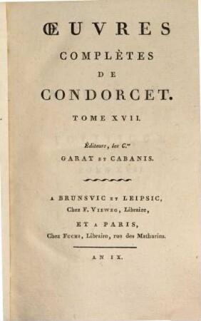 Oeuvres complètes de Condorcet, 17
