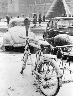 Schnee in der Karlsruher Innenstadt.