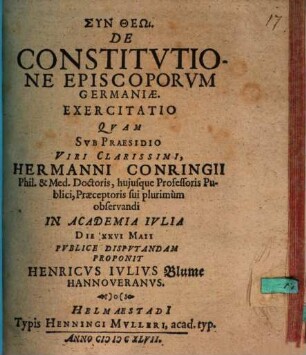 De Constitutione Episcoporum Germaniae. Exercitatio