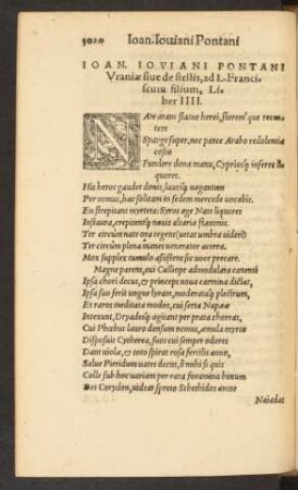 Ioan. Ioviani Pontani Uraniae sive de stellis ... Liber IIII.